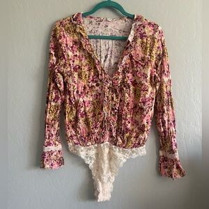 Free People Floral Lace body suit